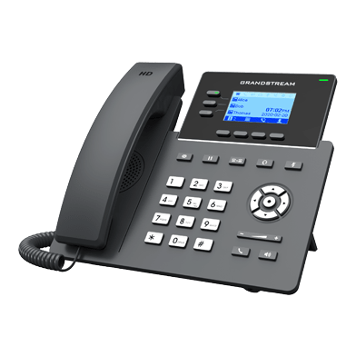 Grandstream GRP2603 entry-level IP desk phone — 6-line, 132x64 backlit LCD display, dual Gigabit ports — front view