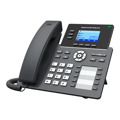 Grandstream GRP2604 mid-range IP desk phone — 6-line, 132x64 backlit LCD display, dual Gigabit ports — front view