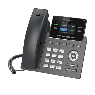 Grandstream GRP2612 mid-range IP desk phone — 4-line, 2.4" 320x240 color display — front view
