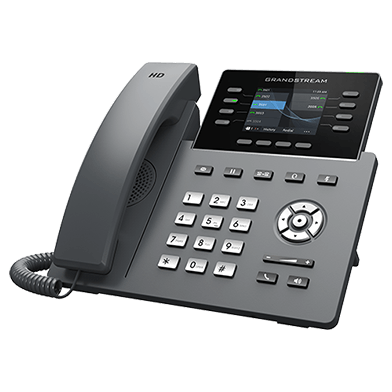 Grandstream GRP2624 executive IP desk phone — 12-line, 2.8" 320x240 color display, PoE, dual Gigabit ports, Wi-Fi, Bluetooth — front view